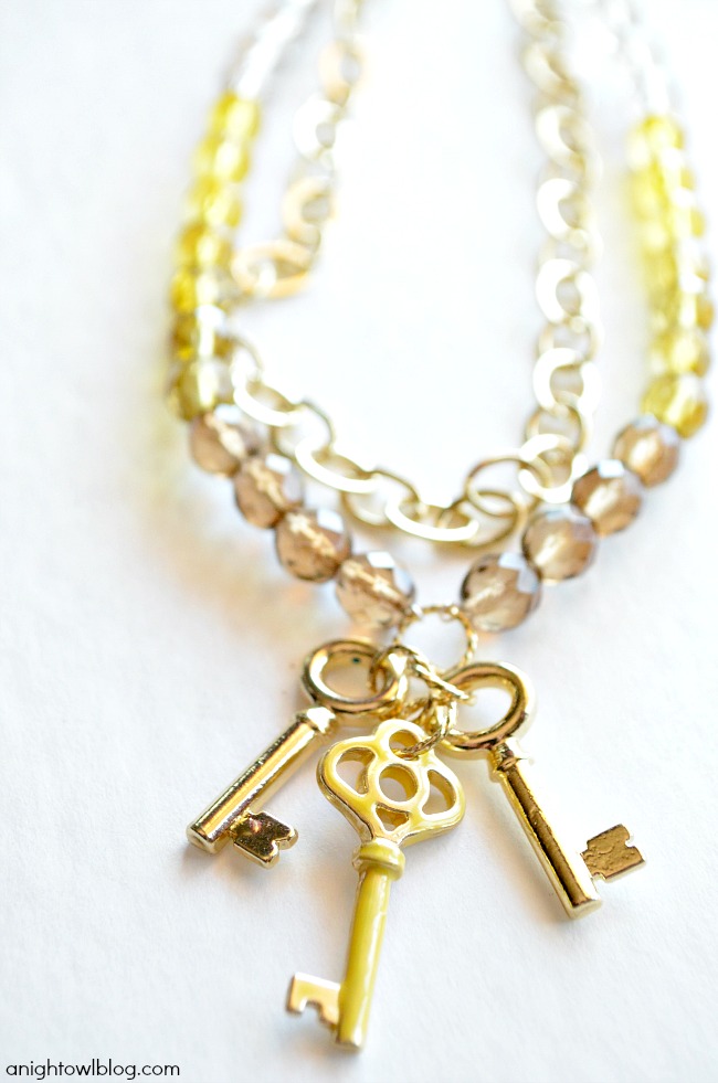 DIY Golden Skeleton Key Necklace with 
