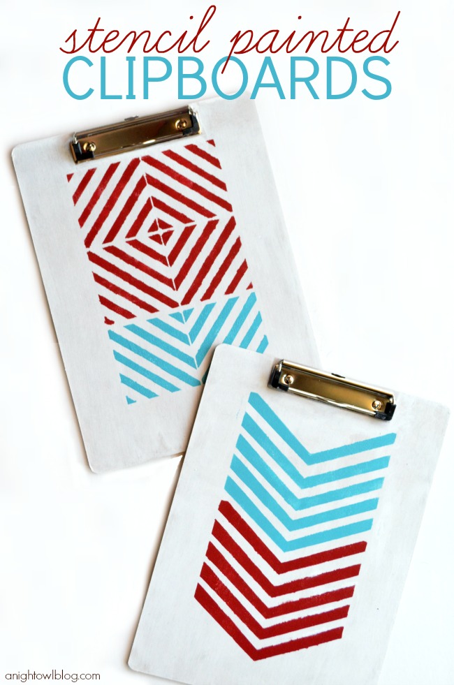 Stencil Painted Clipboard with DecoArt Multi-Surface Satins | #stenciled #clipboards #decoart