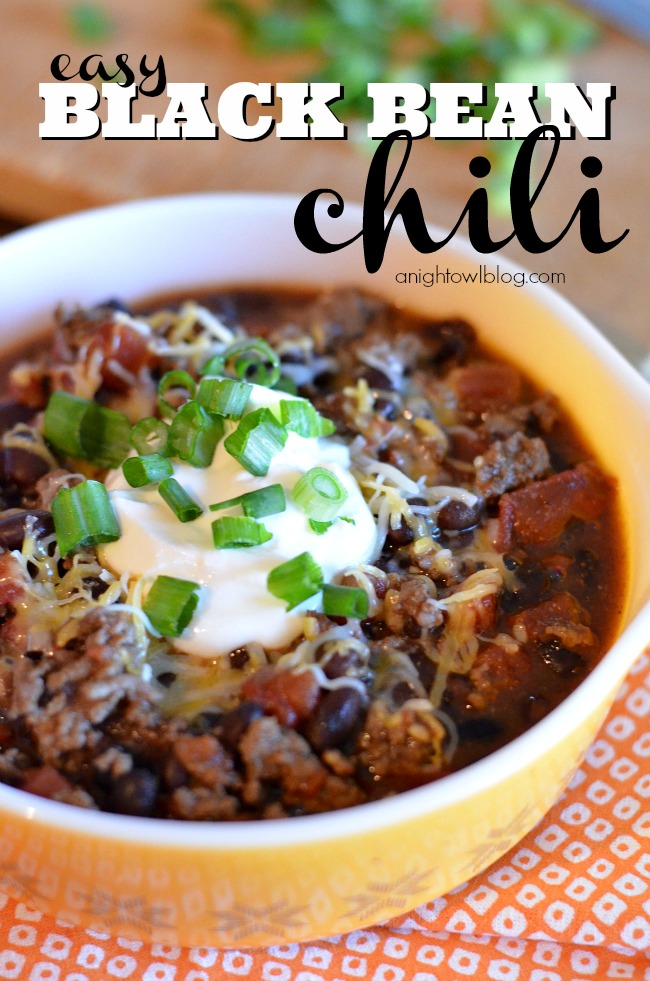 This Black Bean Chili is delicious and oh so easy! Great option for a quick weeknight meal!