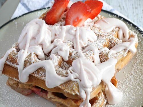 Strawberry Waffles With Strawberry Whipped Cream