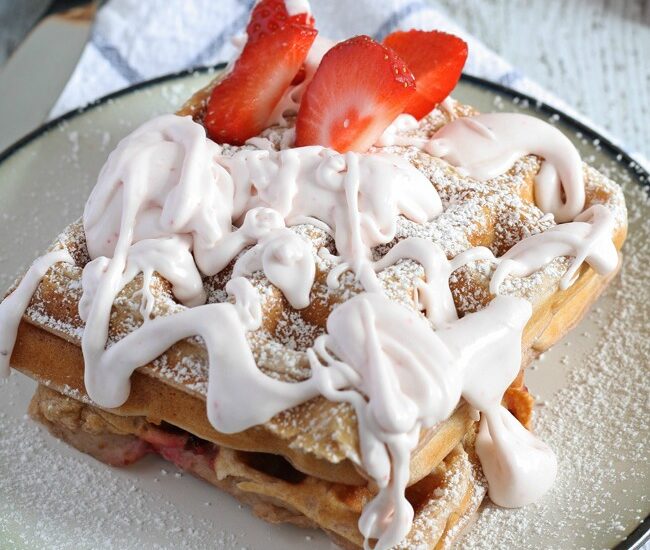 Strawberry Waffles with Homemade Strawberry Whipped Cream | anightowlblog.com