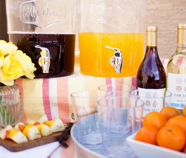 Outdoor Sangria Bar - the perfect way to usher in summer! Sangria cocktails, fruit and more!