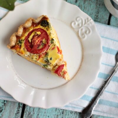 Roasted Veggie Quiche is a simple and filling breakfast dish that can be made and baked a day ahead or would be perfect for brunch.