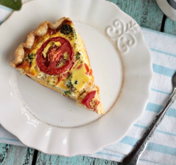 Roasted Veggie Quiche is a simple and filling breakfast dish that can be made and baked a day ahead or would be perfect for brunch.