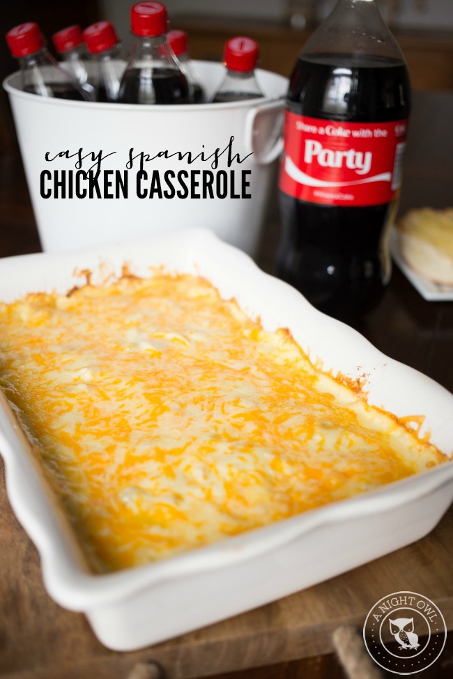 This Easy Spanish Chicken Casserole is perfect for a weeknight family meal!