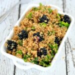 Kale Quinoa Salad is perfect for a summer dinner or lunch. Top it with fresh blackberries for a little added sweetness.