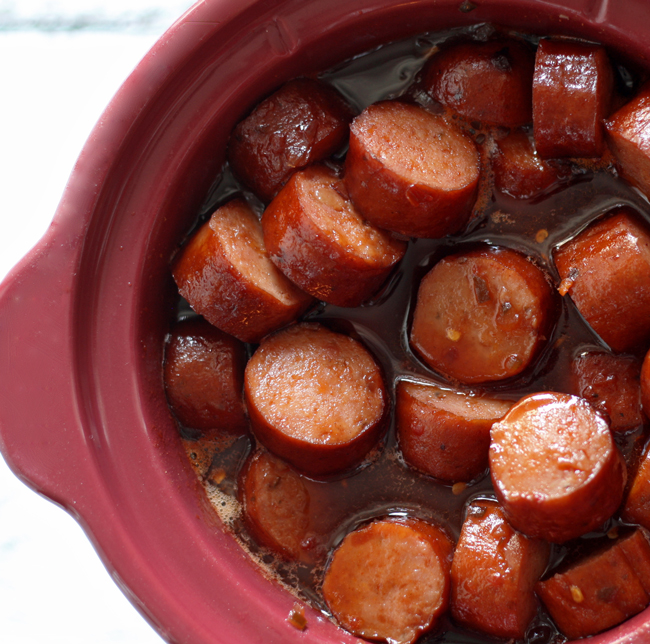 Slow Cooker Sweet Spicy Sausage - A Night Owl Blog
