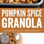 Pumpkin Spice Granola - a sweet combination of your favorite fall spices along with sweet maple syrup, brown sugar, walnuts and almonds.