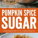 Pumpkin Spice Sugar is the taste of Fall! Sprinkle it on toast, stir it in coffee or tea, add it to syrup, cookie batter and more!