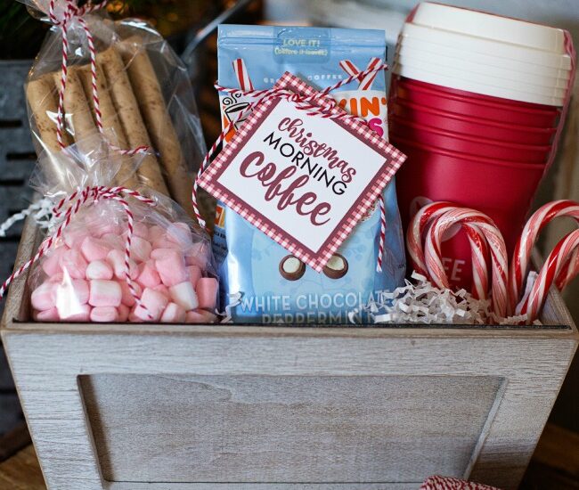 Give the gift of coffee with this adorable Christmas Morning Coffee Gift Basket!