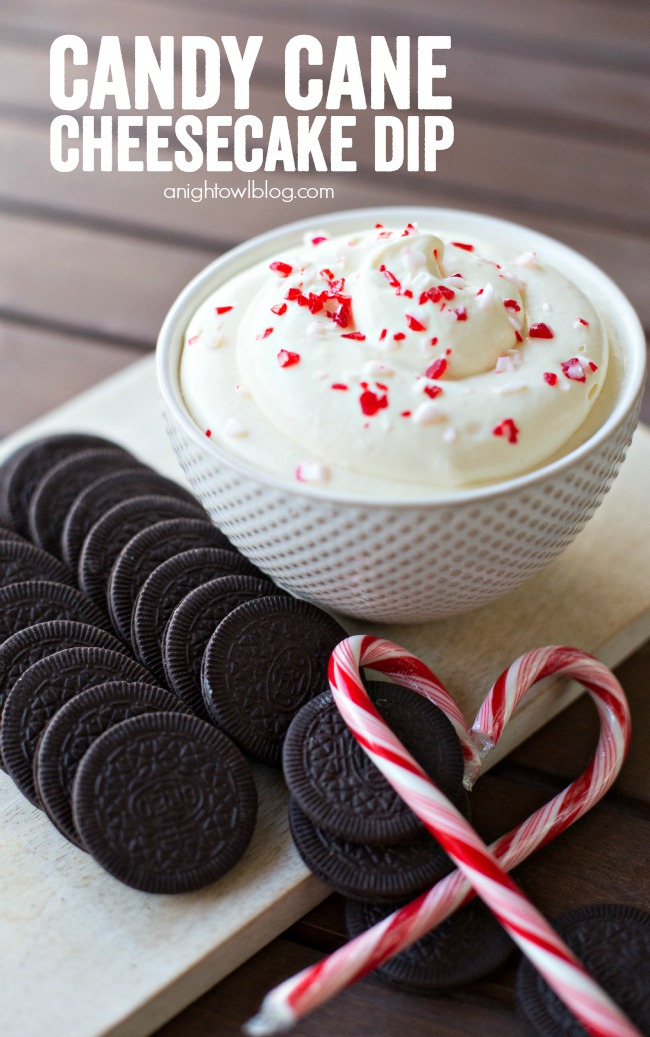 This Candy Cane Cheesecake Dip is easy to whip up and makes the perfect holiday appetizer or treat!