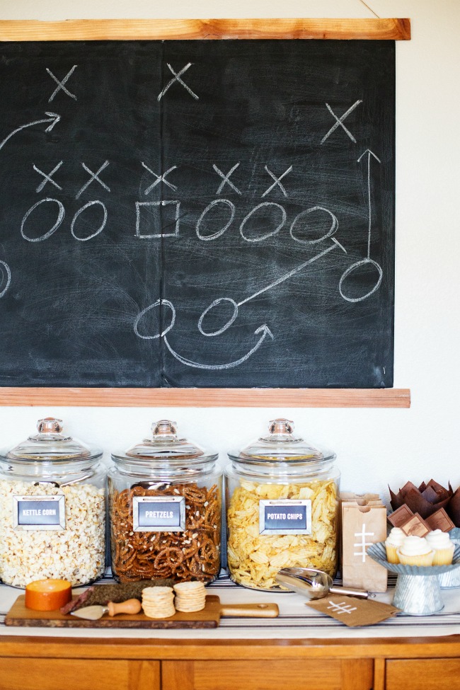 With this Self-Serve Game Day Snack Bar, your guests can fill up baggies with their favorite snacks!