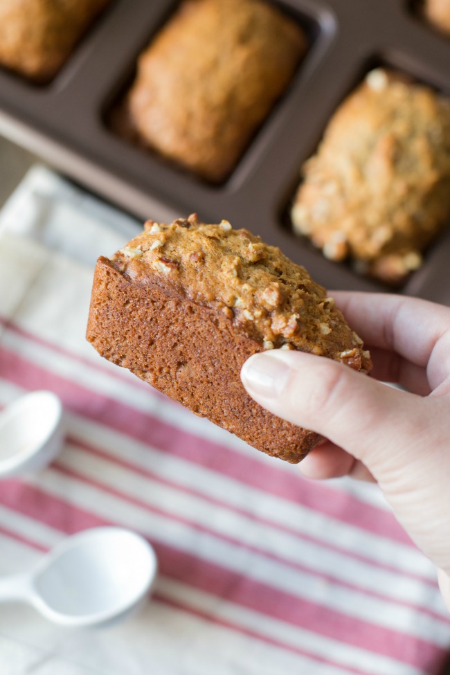 These Banana Bread Mini Loaves can be made with just one bowl and one pan! So easy and delicious!