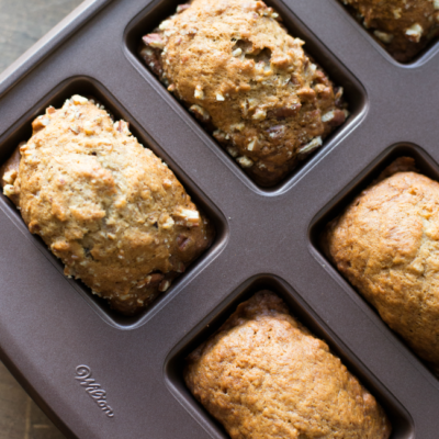 These Banana Bread Mini Loaves can be made with just one bowl and one pan! So easy and delicious!
