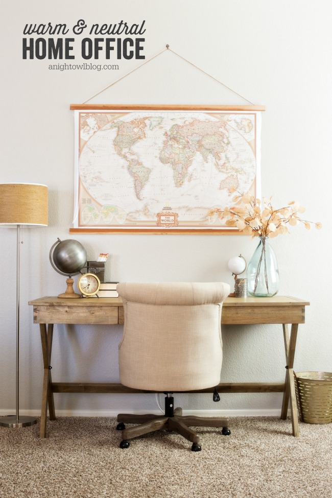 Create a warm and neutral home office space with affordable finds from Cost Plus World Market. 