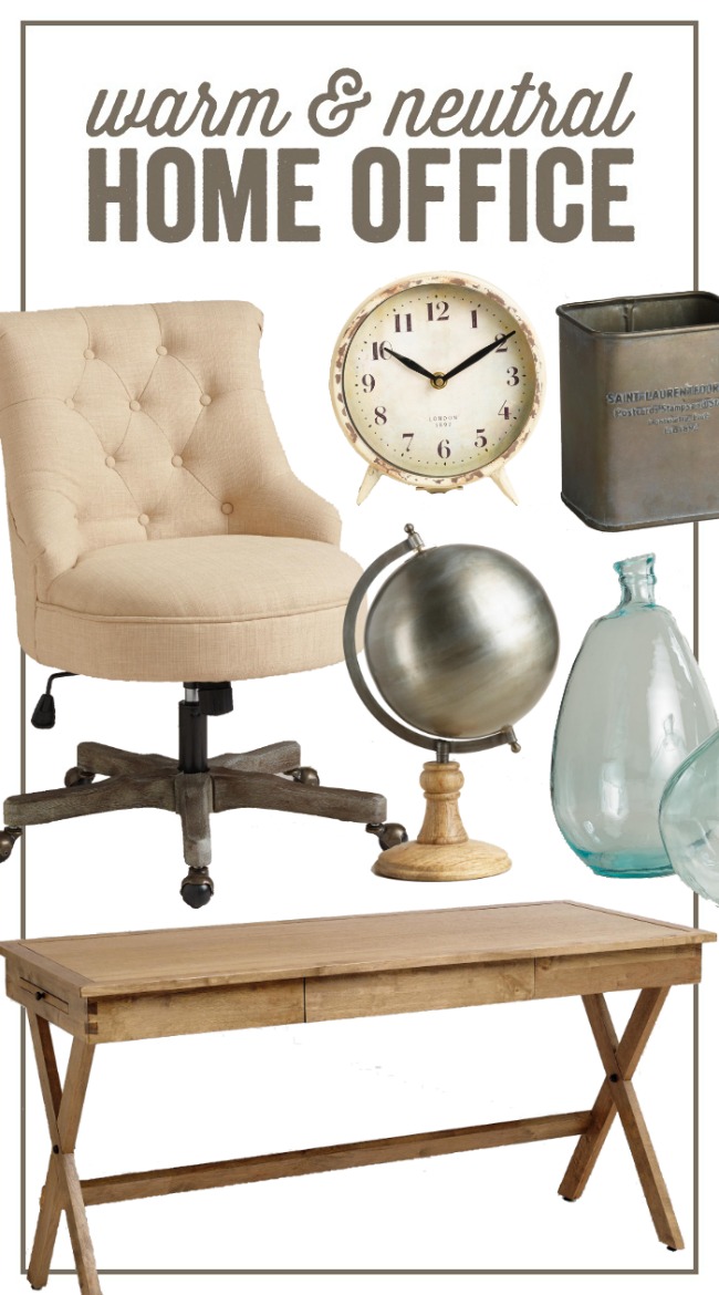 Create a warm and neutral home office space with affordable finds from Cost Plus World Market. 