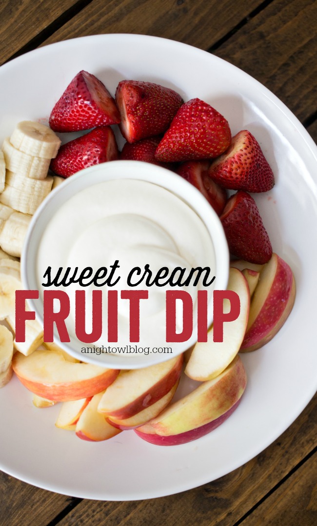 This Sweet Cream Fruit Dip is perfect for summer fruit! Whip some up for your afternoon snack or serve at your next soiree!