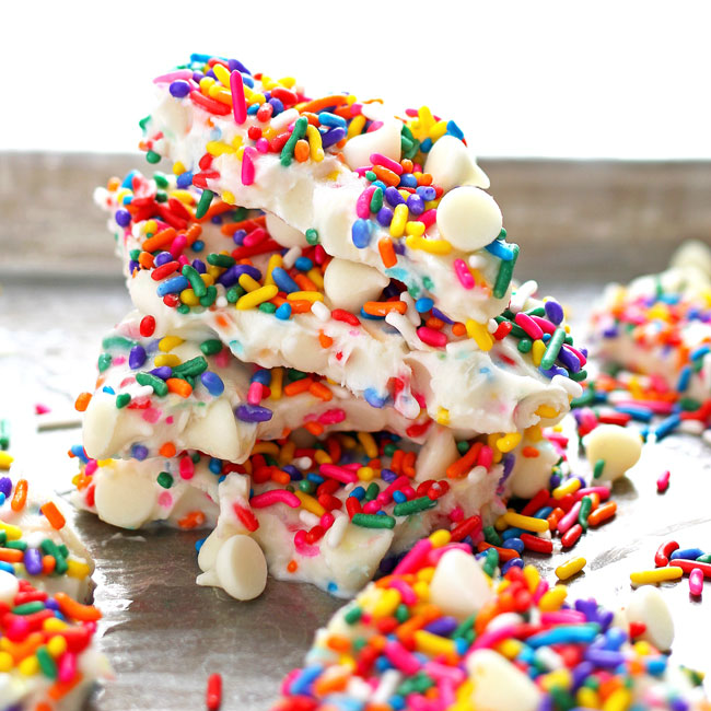 Rainbow Frozen Yogurt Bark is so easy to make that it is the perfect quick snack or dessert.