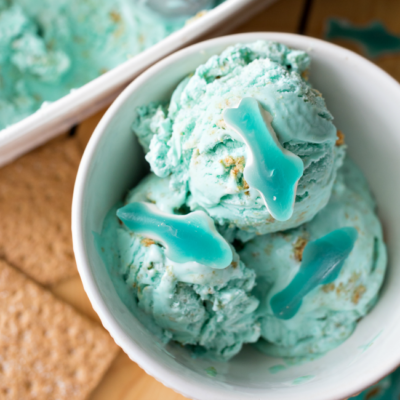 This no churn Shark Frenzy Ice Cream is easy, tasty and fun! The perfect summer treat for the kids or shark lover in your life!