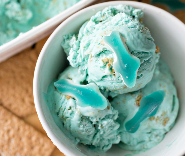 This no churn Shark Frenzy Ice Cream is easy, tasty and fun! The perfect summer treat for the kids or shark lover in your life!