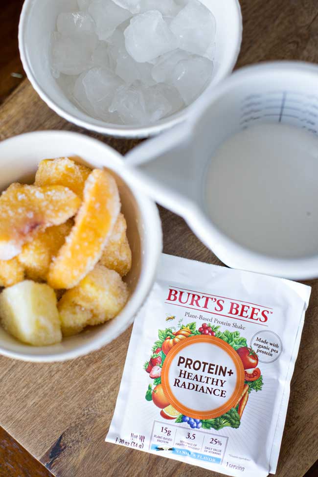 This Tropical Cream Smoothie with Burt's Bees Protein is a filling and delicious start to any day!