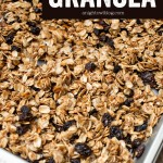 This Homemade Cinnamon Raisin Granola is so easy to make and a perfect wholesome snack!