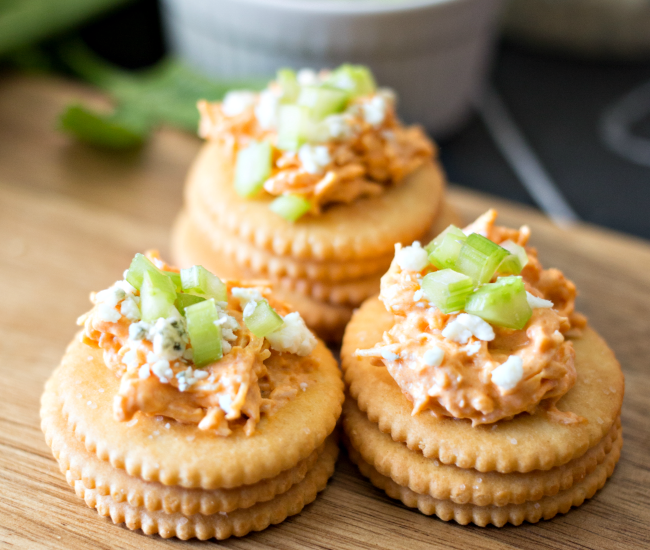 These RITZ Buffalo Chicken Bites are delicious and easy to whip up! Perfect for game day!