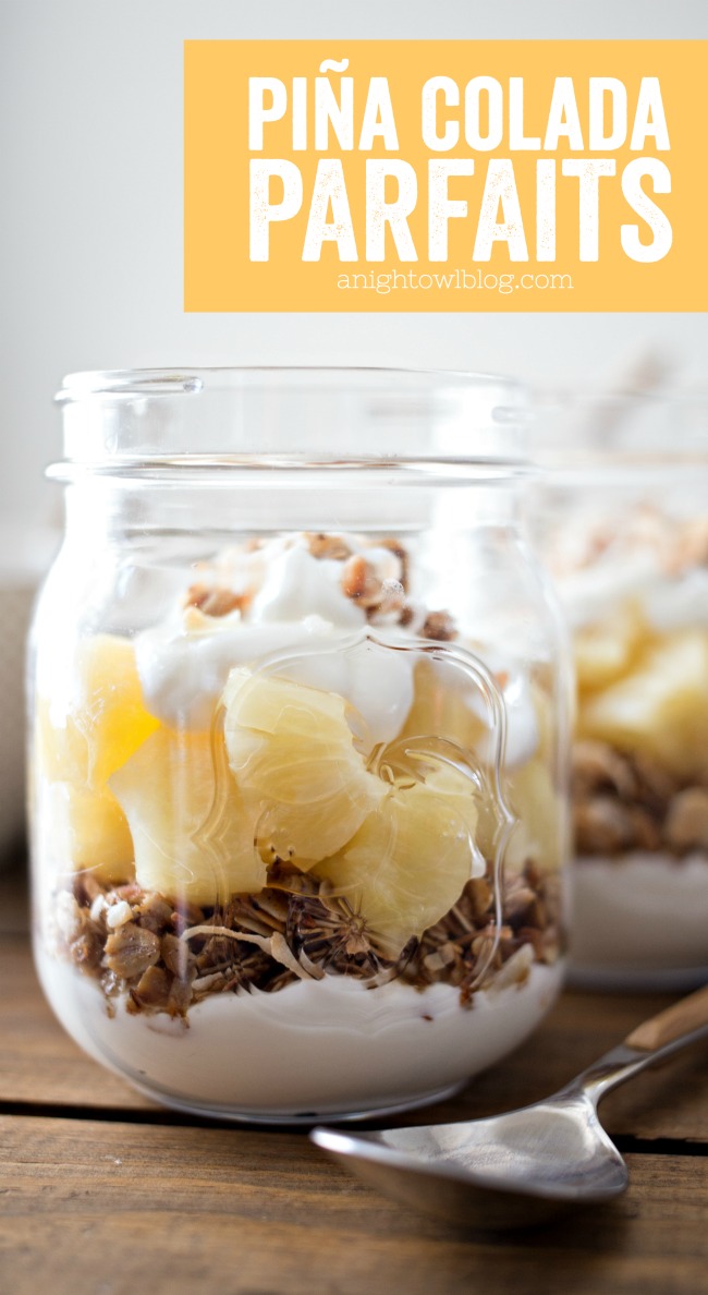 These Piña Colada Parfaits are the perfect combination of delicious coconut yogurt, toasted coconut granola and new DOLE Jarred Pineapple Chunks!