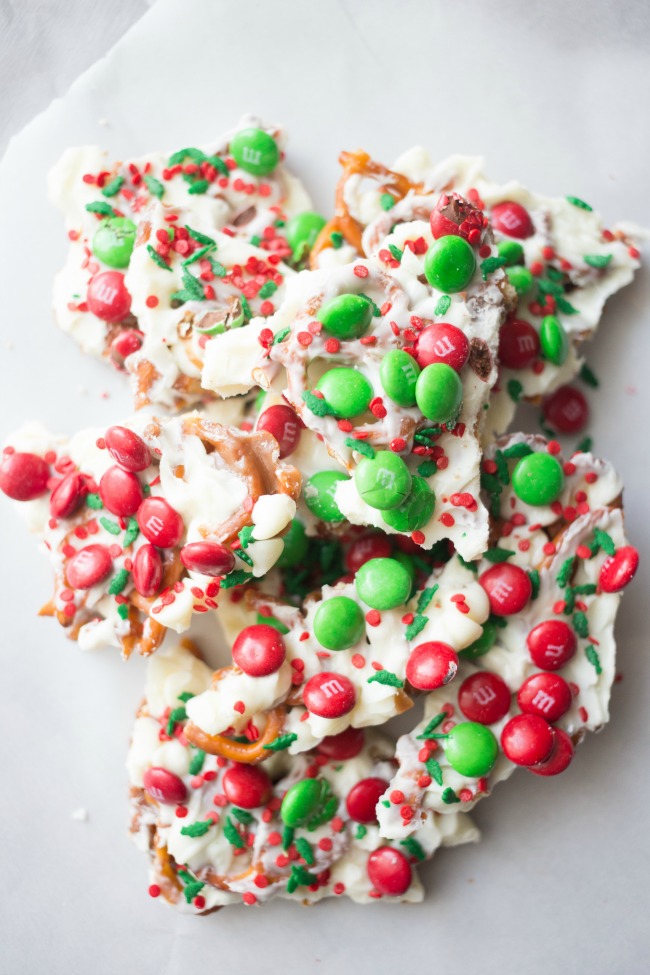 This M&M'S Pretzel Bark is the perfect combination of salty and sweet in one delicious holiday treat!