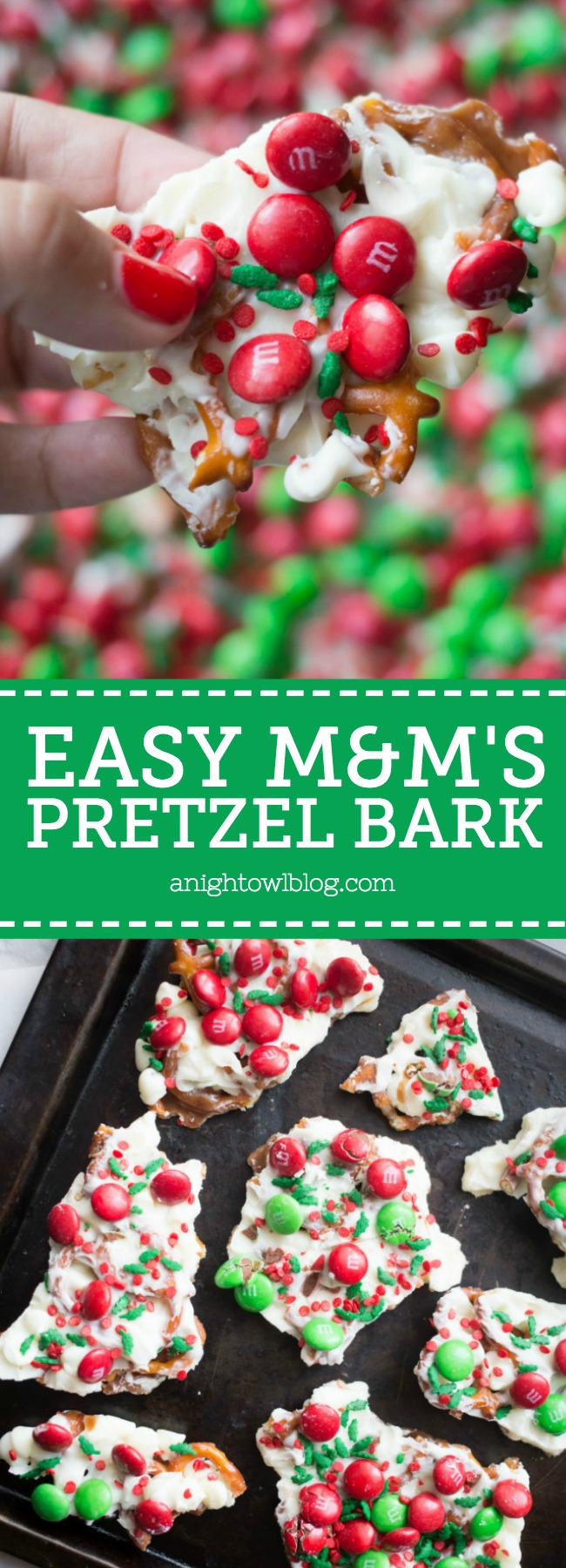 This M&M'S Pretzel Bark is the perfect combination of salty and sweet in one delicious holiday treat!