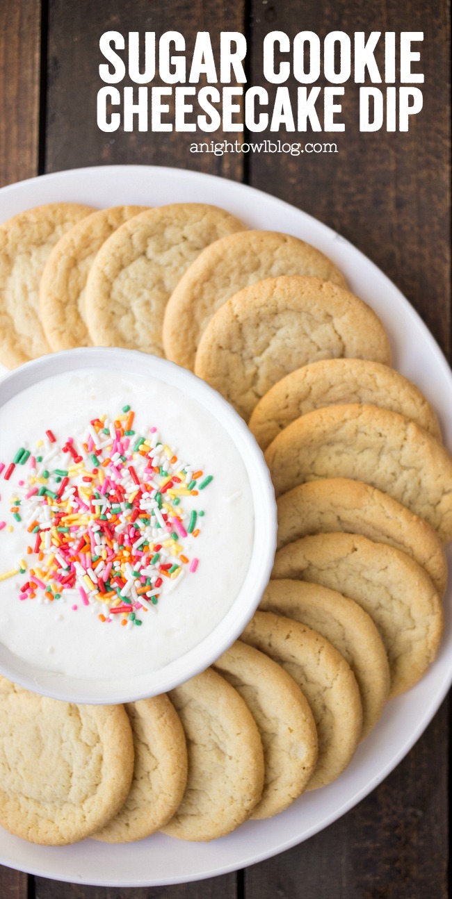 This Sugar Cookie Cheesecake Dip is delicious, fun and easy - great to serve at parties!