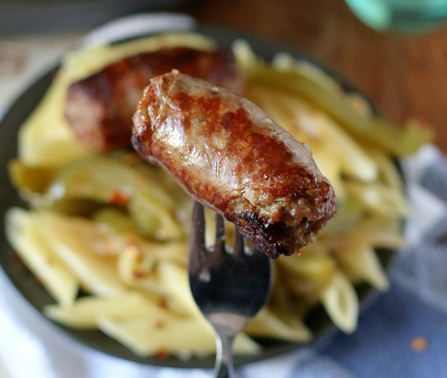 Beer Braised Sausages are an easy, hearty meal that is flavorful - just the right amount of spicy and sweet!