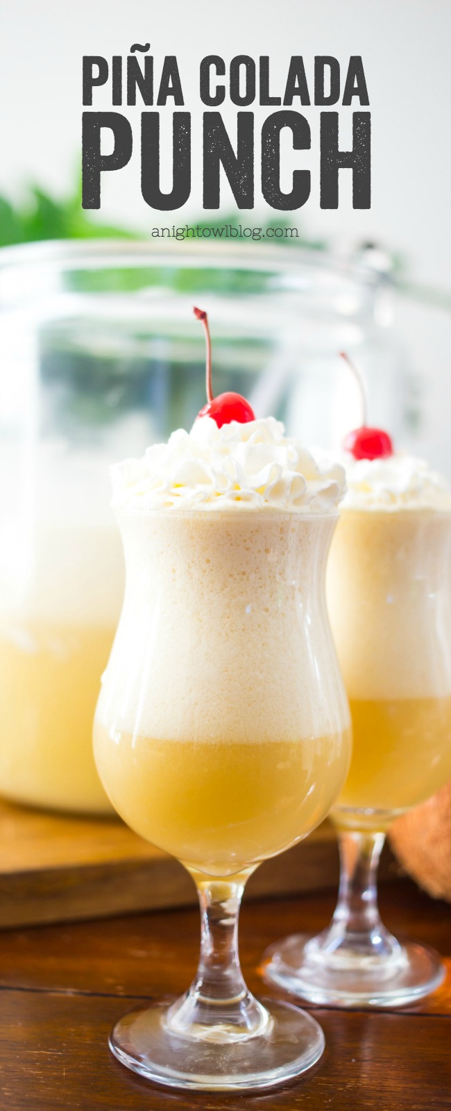 If you love Piña Coladas...then you're going to love this Piña Colada Punch! An easy to make batch cocktail, it's perfect for parties!
