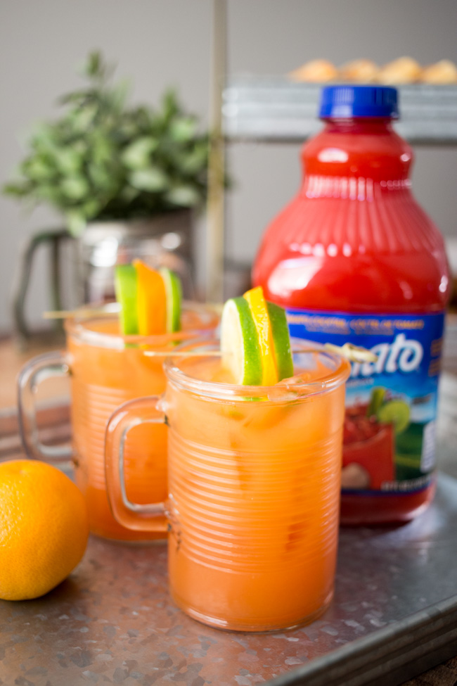 These Easy Brunch Micheladas are perfect for your next weekend brunch! A sweet and savory combo, serve them up with a hearty helping of delicious Chicken and Waffles!