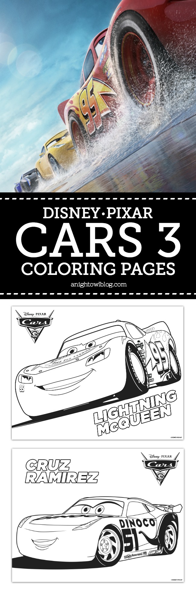 Disney Pixar Cars 3 Coloring Pages - A Night Owl Blog