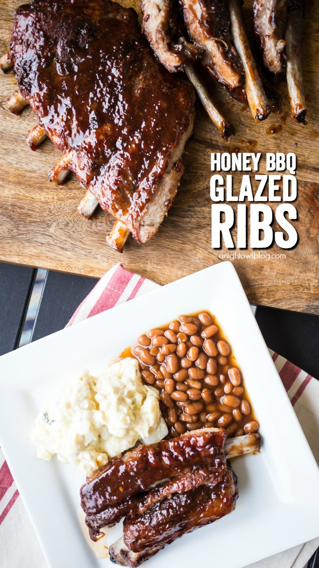 These Honey BBQ Glazed Ribs are delicious and grilled to perfection! Perfect for your summer BBQ or game day!