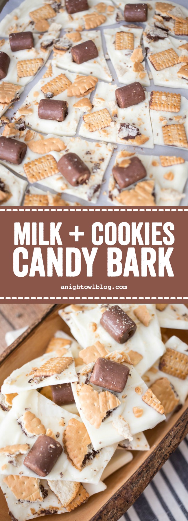 This Milk and Cookies Candy Bark - perfect for cookie trays and parties, will get you in the mood for the holiday season! 