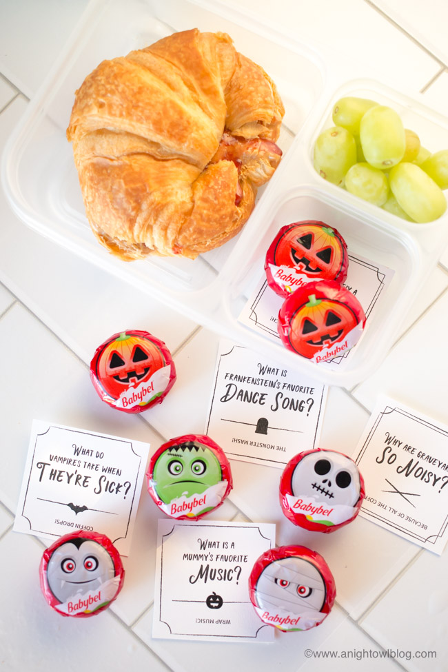 Download and print these Halloween Lunch Box Jokes to go with fun, Halloween Mini Babybel Cheeses!