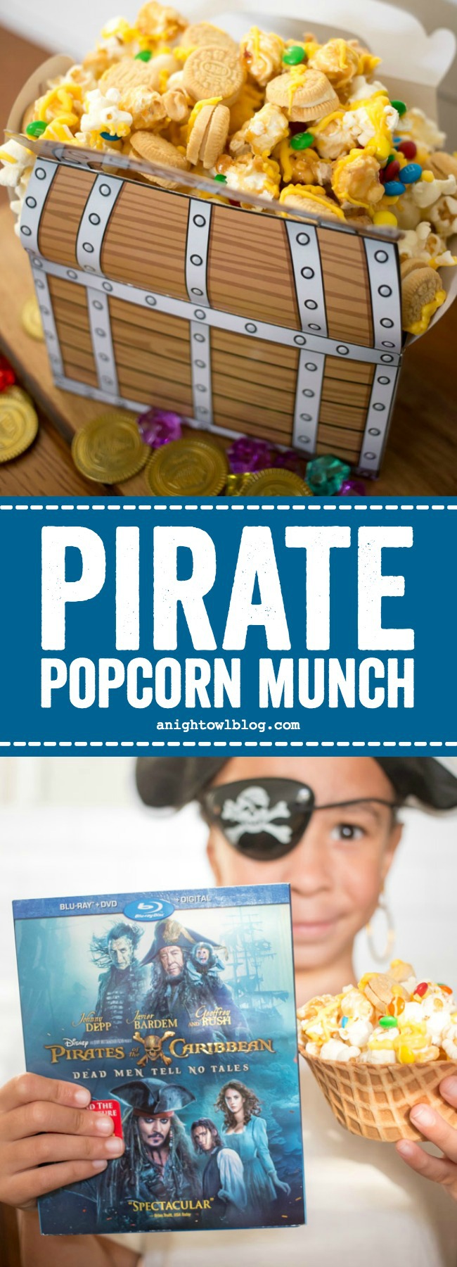Buy Pirates Of The Caribbean: Dead Men Tell No Tales on Bluray today and whip up some Pirate Popcorn Munch for a swashbuckling good family movie night!