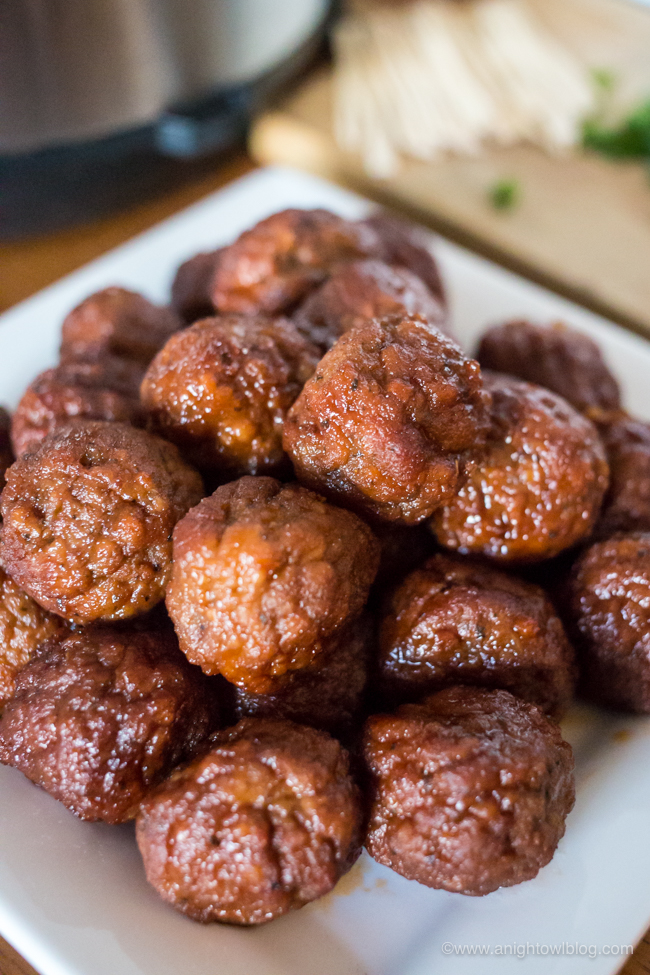 These Instant Pot Sweet and Spicy Meatballs are the perfect blend of sweet, spicy and smoky and are sure to be your new favorite appetizer!