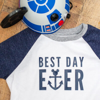 Perfect for embarkation day on a Disney Cruise, whip up a DIY Disney Cruise Best Day Ever T-Shirt with an adorable Mickey anchor design!