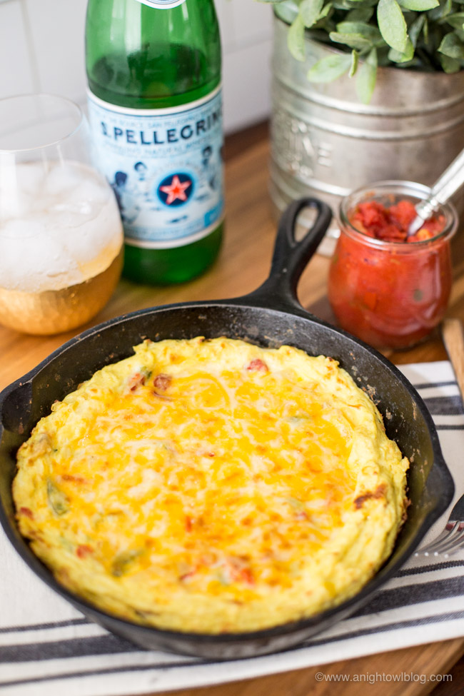 This easy Egg Frittata is delicious as a hearty breakfast or brunch dish and is ready to enjoy in 30 minutes with a zesty and easy Jalapeño Tomato Jam. #BreakfastRecipes #BrunchRecipes