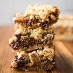 Stuffed with Werther's Soft Caramels, peanuts and chocolate chips, you're going to drool over these Stuffed Caramel Chocolate Chip Cookie Bars! #chocol