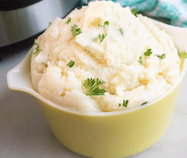This Easy Instant Pot Mashed Potatoes Recipe is quick and delicious! With simple ingredients, save room in your oven this Thanksgiving by making this popular dish in your pressure cooker!