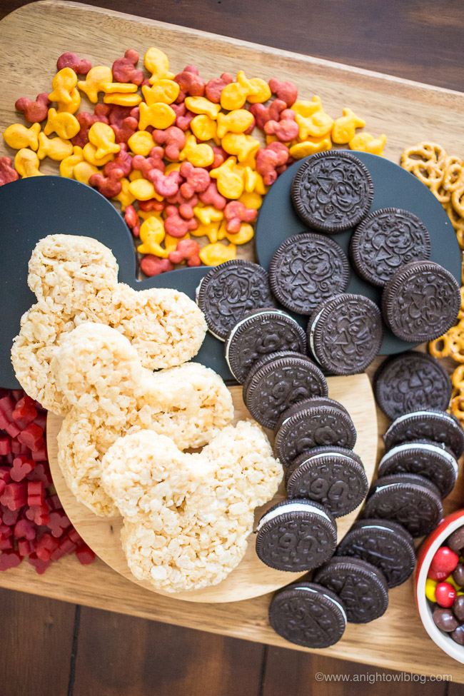 This Mickey Mouse Themed Snack Board is full of Mickey themed treats that are perfect for Mickey's birthday or your Disney themed party or movie night.
