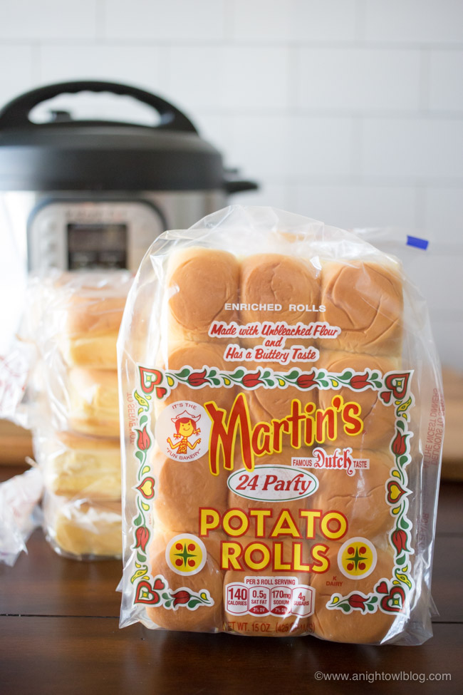 Perfect for parties, game day and more, whip up these delicious and easy Instant Pot Buffalo Chicken Sliders with Martin's Famous Potato Rolls!