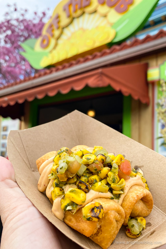 Mini Chicken Chimis from Off the Cobb | From Mickey-Shaped Macarons to the Carbonara Garlic Mac & Cheese, there are so many great bites and brews to discover at the Disney California Adventure Food and Wine Festival!