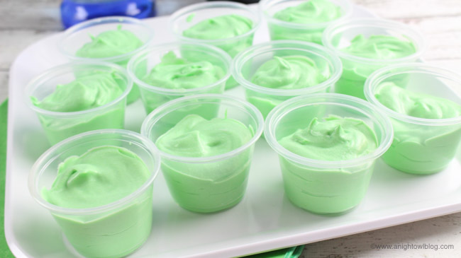Adults Only: a delicious boozy treat for St. Patrick's Day, whip up these fun and festive Shamrock Shake Pudding Shots!
