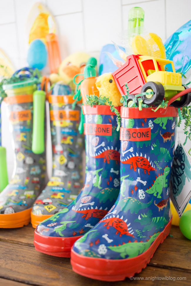 Such a unique and fun Easter basket idea, this year create Rain Boot Easter Baskets for your kids with Lone Cone Rain Boots!