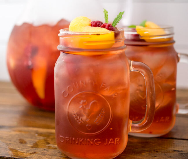 The perfect summer sip, whip up a batch of Skinny Sweet Tea Sangria with Celestial Teas!